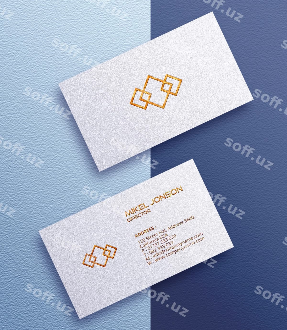 Oq biznes karta logotipi mockup | White business card logo mockup