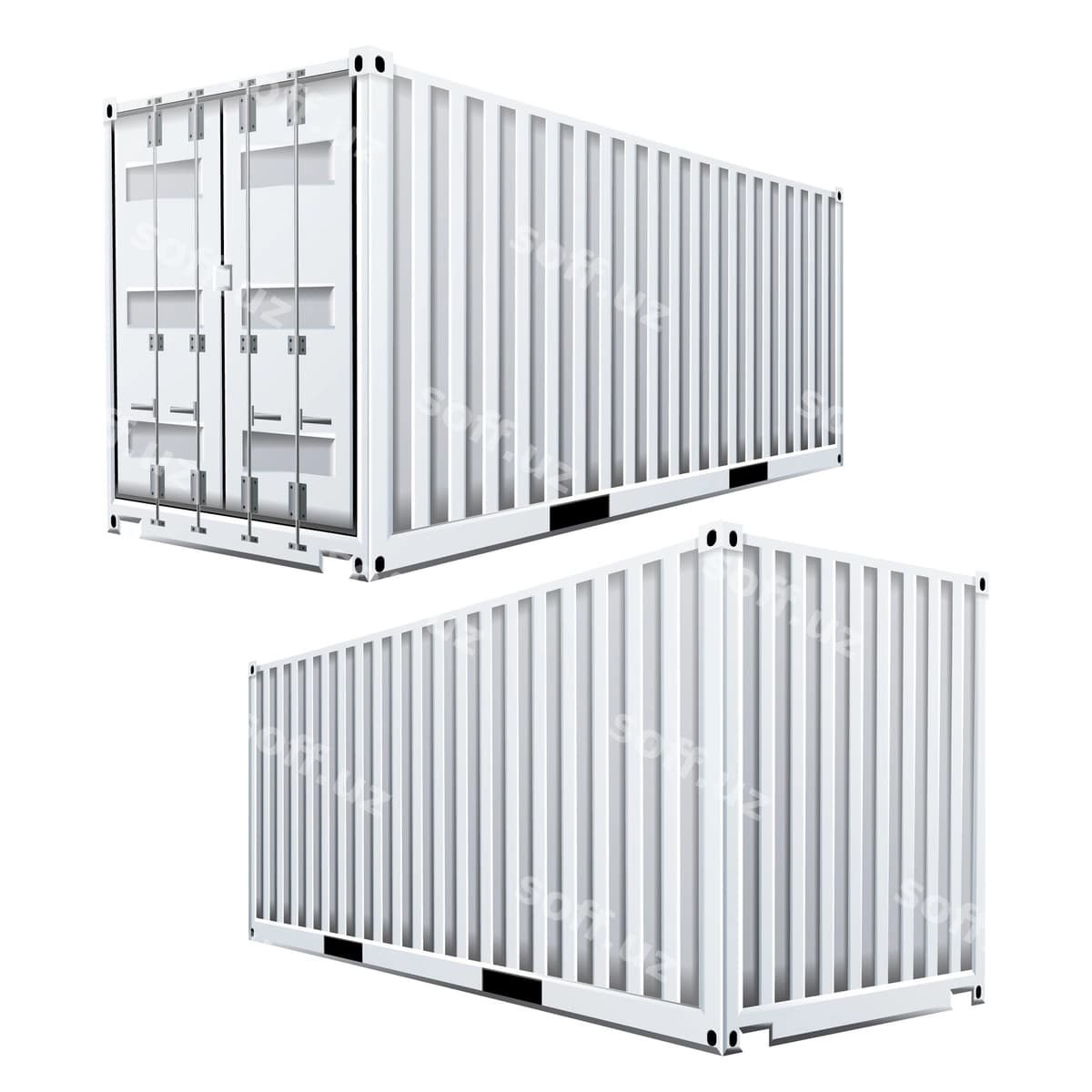 Oq yuk konteyner 3d | White cargo container 3d