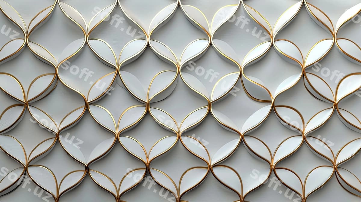 Oq oltin 3D egri naqsh | White gold 3d curved pattern