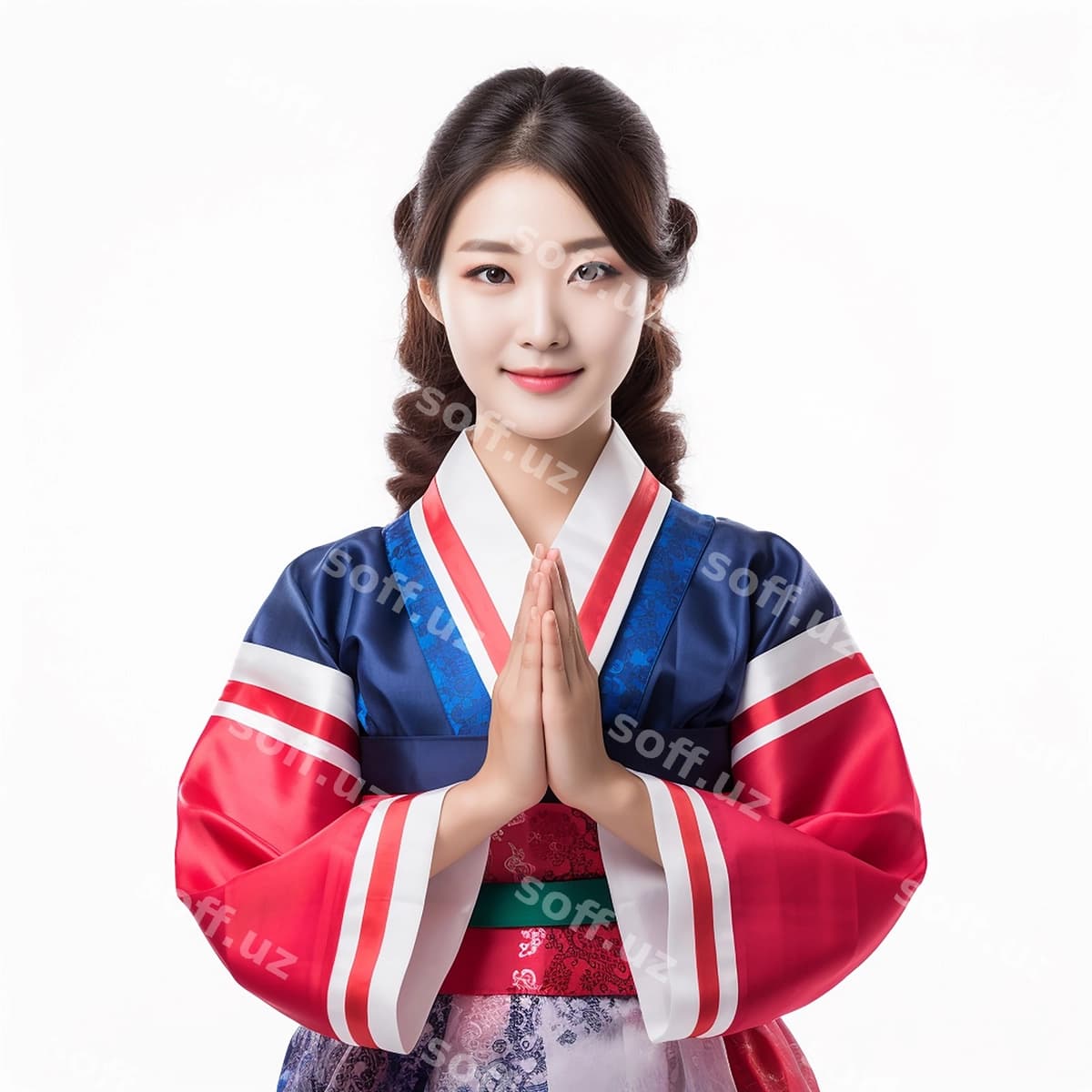 Ayol rangli hanbok an'iyaviy Koreys | Woman colorful hanbok traditional korean