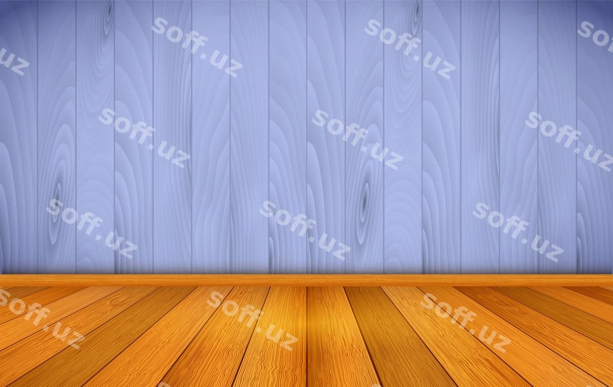 Yog'och zamin moviy devor foni | Wooden floor blue wall background
