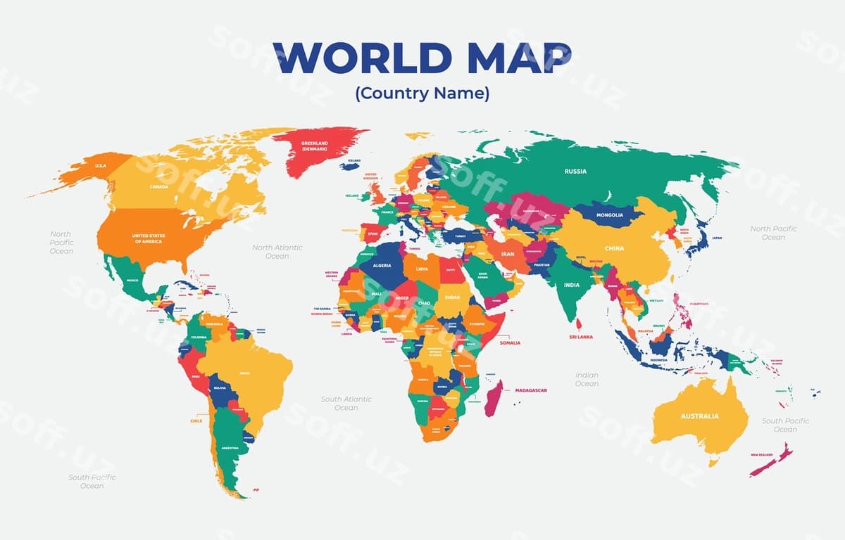 Dunyo xaritasi davlat nomlari bilan | World map with country name