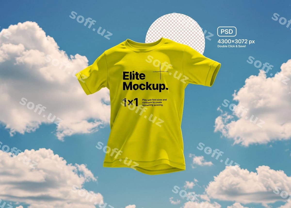Sariq futbolka namunasi | Yellow tshirt mockup