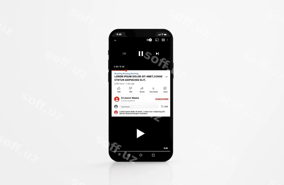 Youtube mobil telefon maketi | Youtube mobile phone mockup