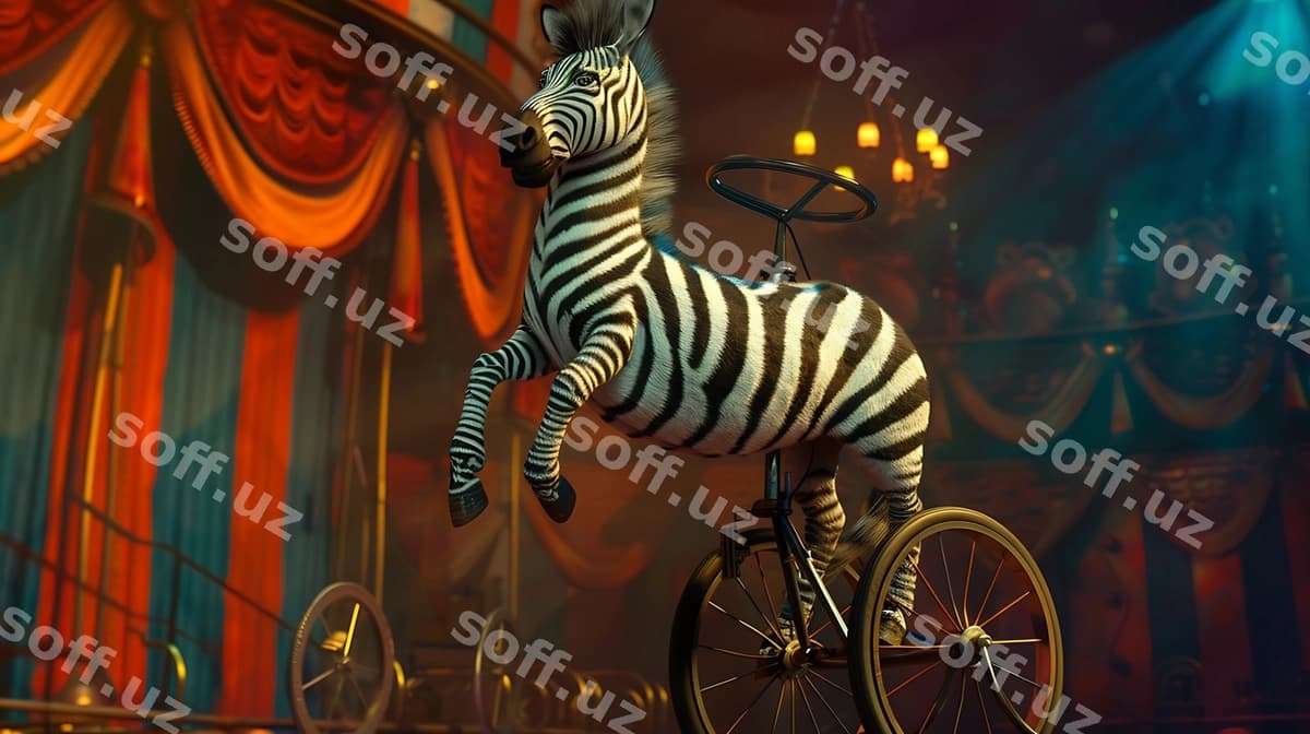 Zebra velosiped. U zebraga ega. | Zebra is bike has zebra it