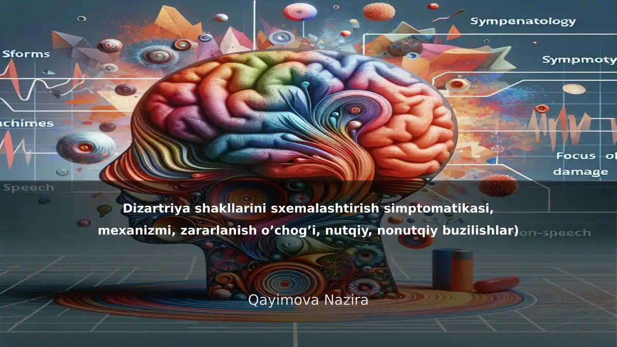 Dizartriya shakllarini sxemalashtirish (simptomatikasi, mexanizmi, zararlanish o’chog’i, nutqiy, nonutqiy buzilishlar)