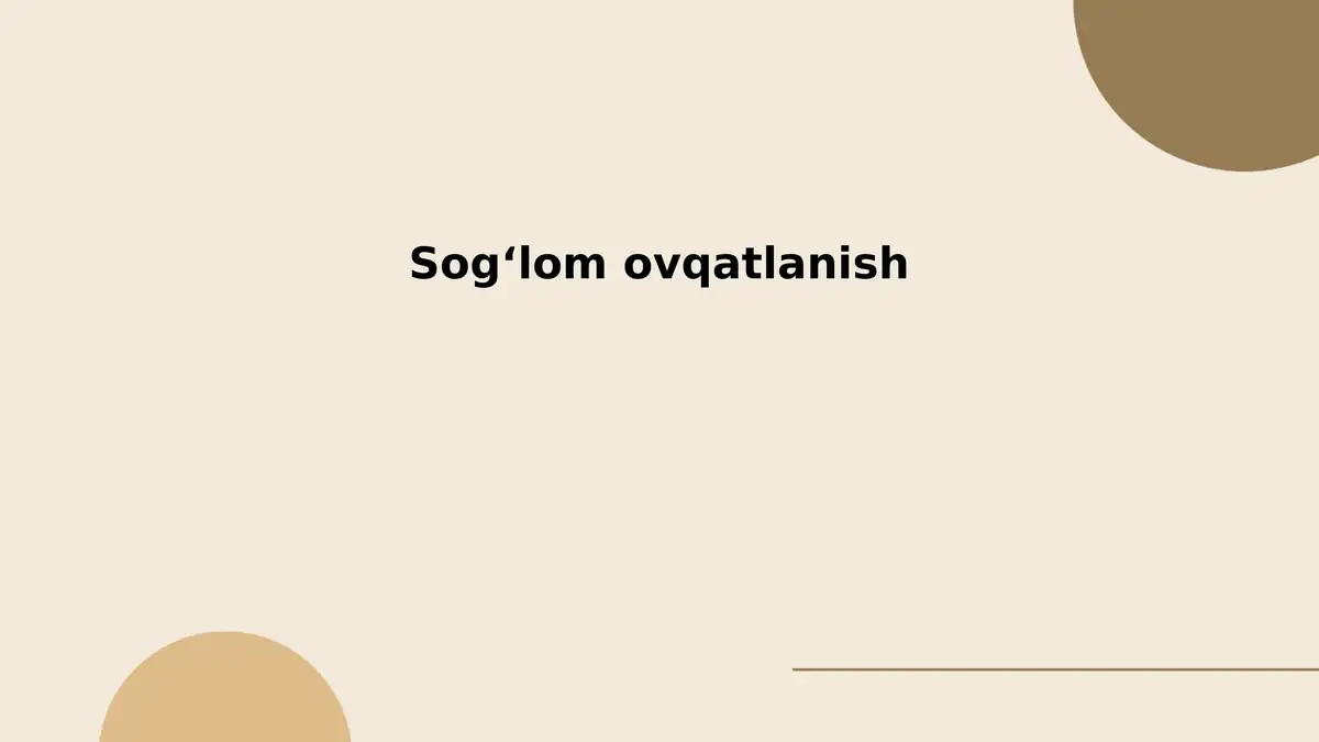 Sogʻlom ovqatlanish