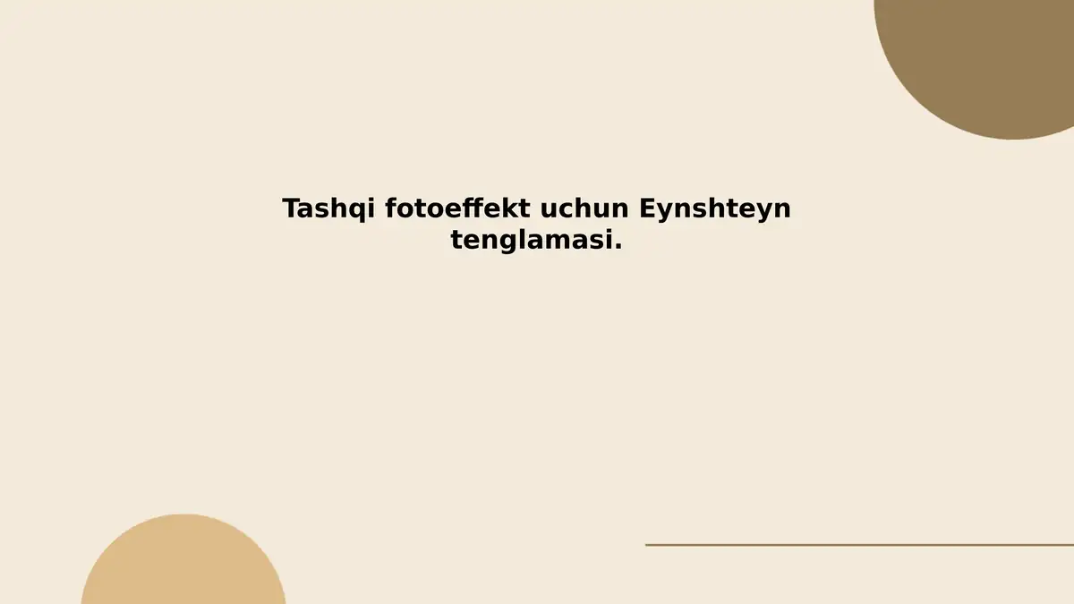 Tashqi fotoeffekt uchun Eynshteyn tenglamasi