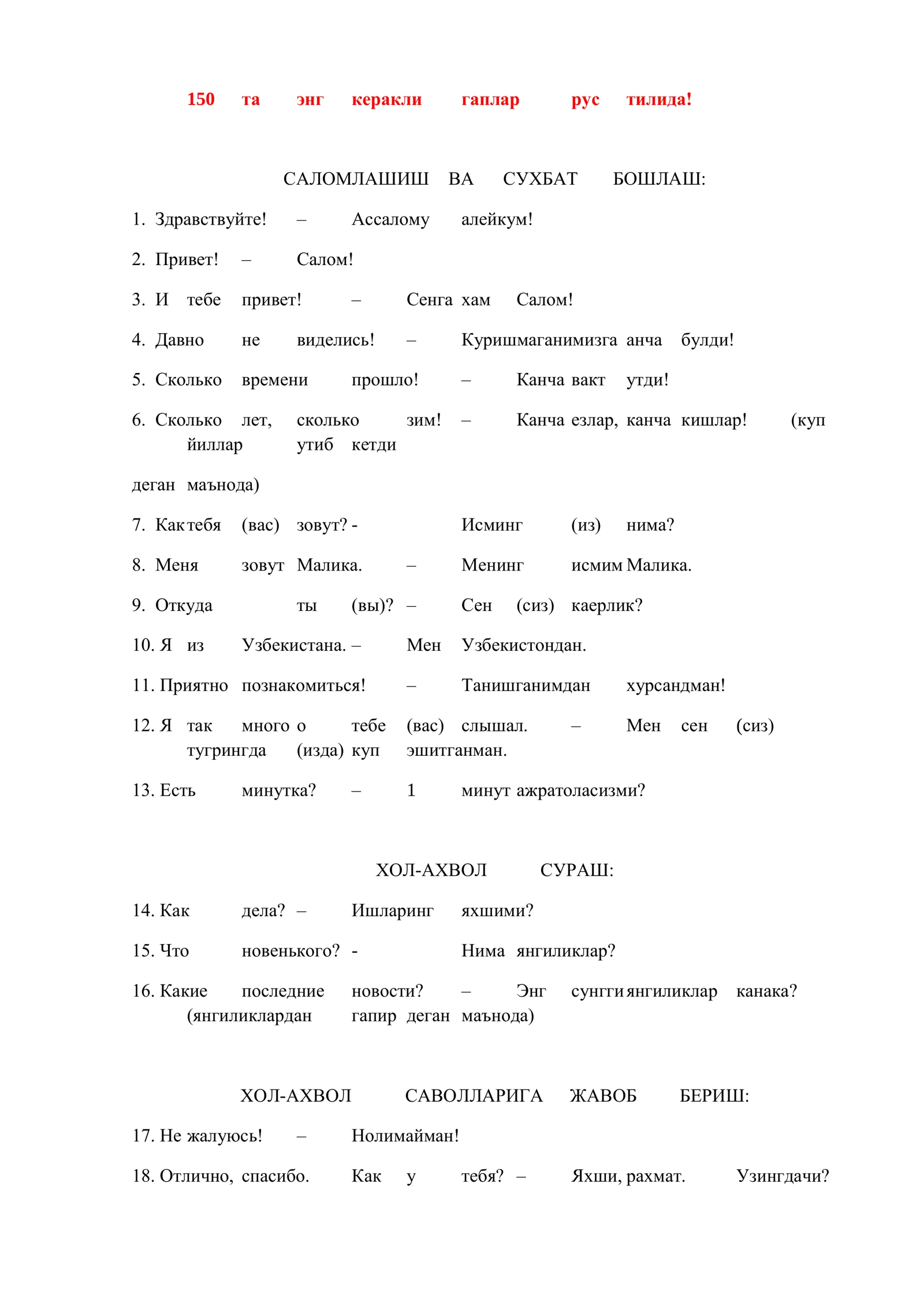 Энг керакли гаплар рус тилида!