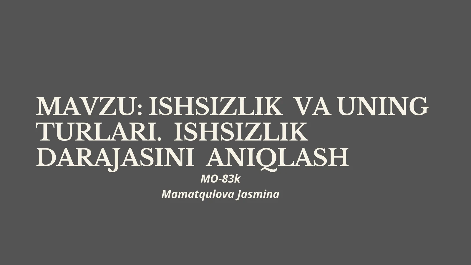Ishsizlil prezintatsiyasi