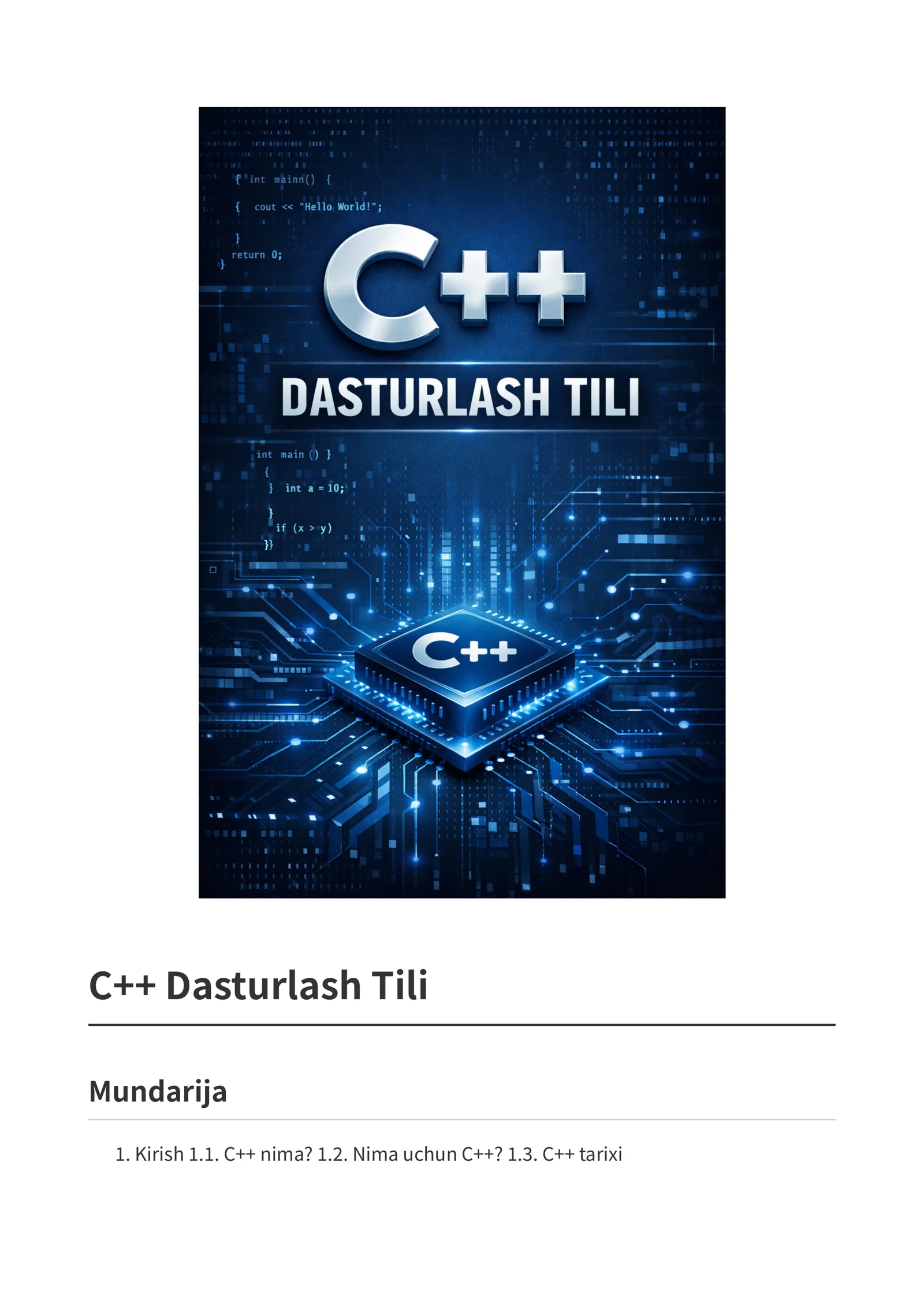 C++ Dasturlash Qo‘llanmasi