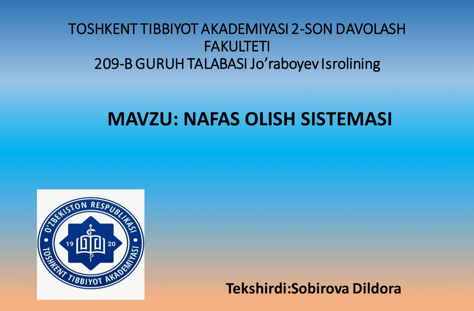 Nafas olish organlari faoliyati