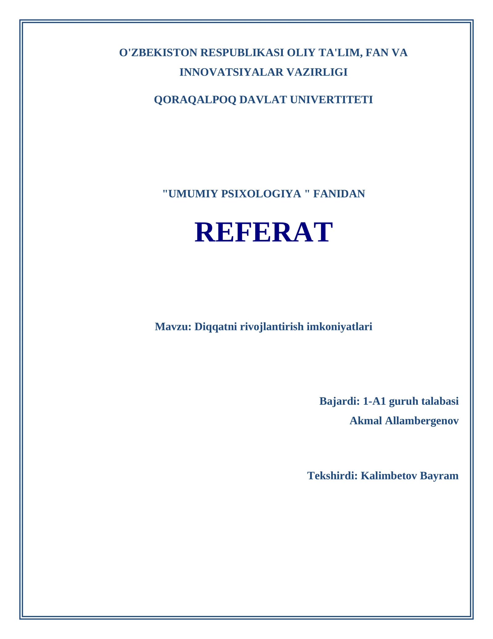 Diqqatni rivojlantirish imkoniyatlari