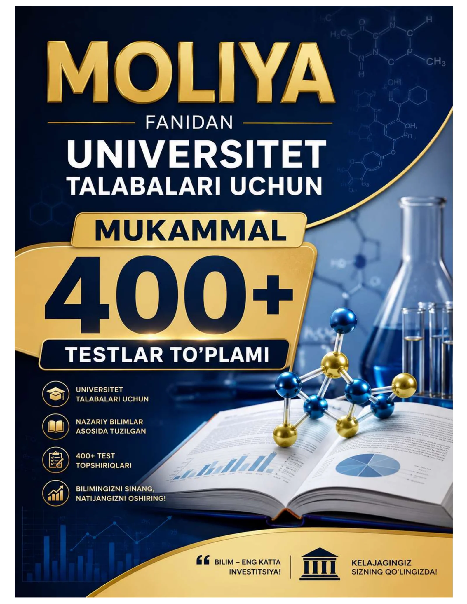 MOLIYA FANIDAN TESTLAR  TO'PLAMI 400+ 2026 yil