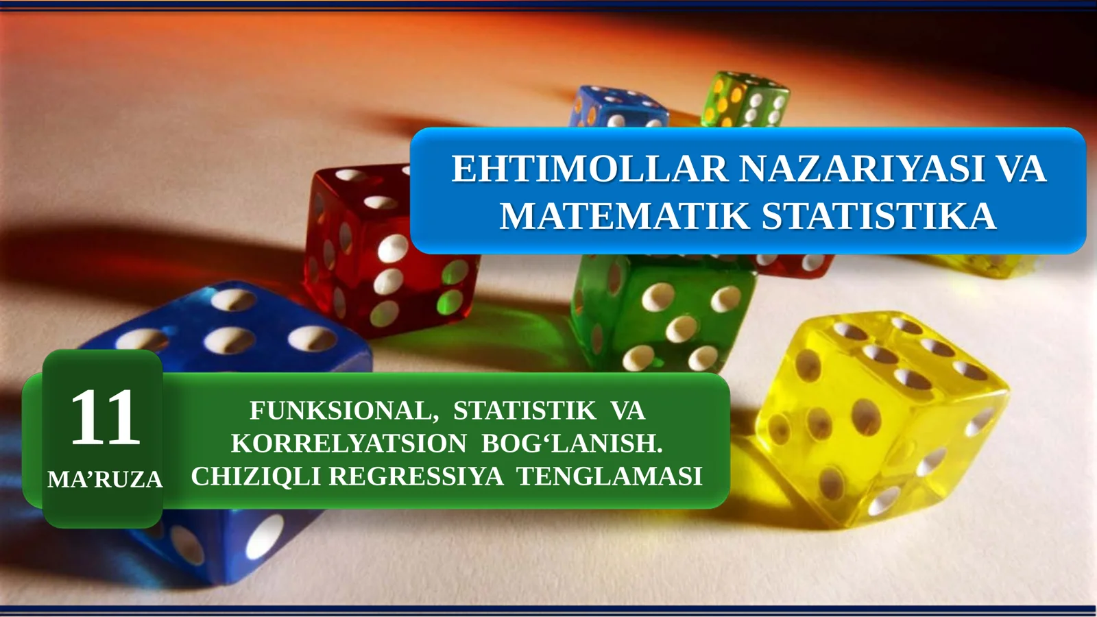 Funksional, statistik va korrelyatsion bog'lanishlar. Chiziqli regressiya tenglamasi