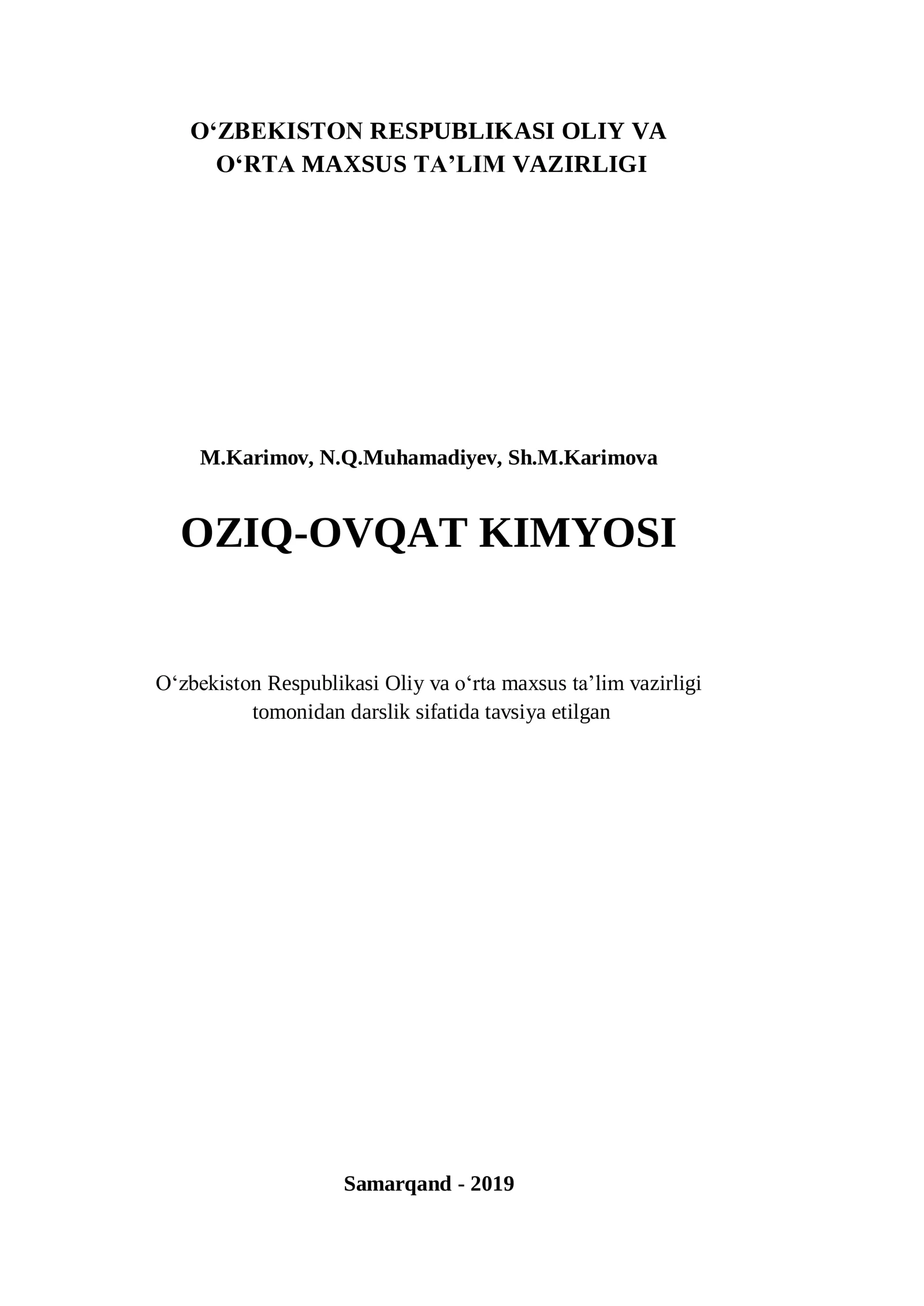OZIQ-OVQAT KIMYOSI