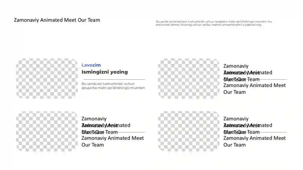 Zamonaviy Animated Meet Our Team Taqdimoti (11 Slayd)