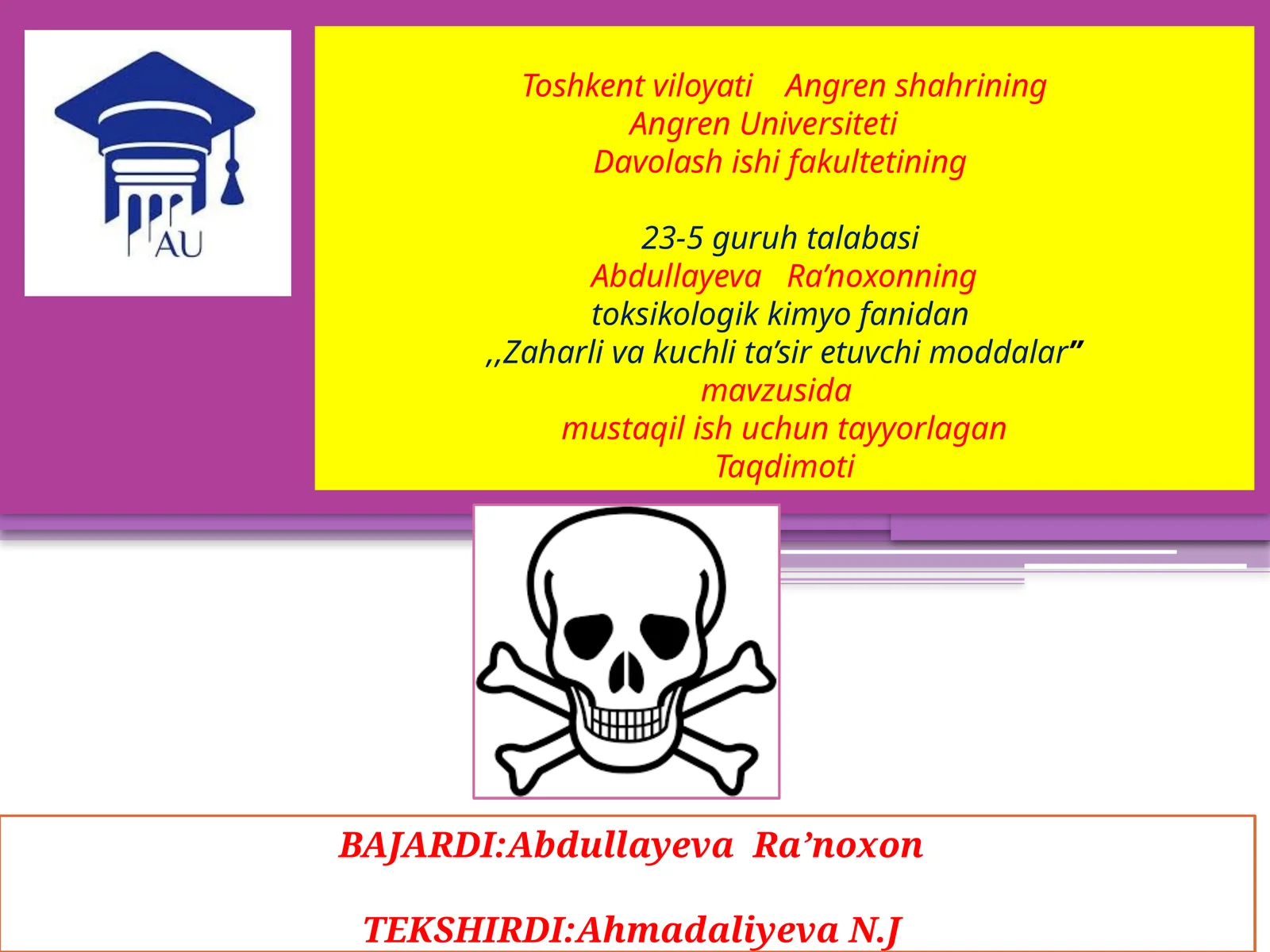 Zaharlar va ularning toksikologiyasi