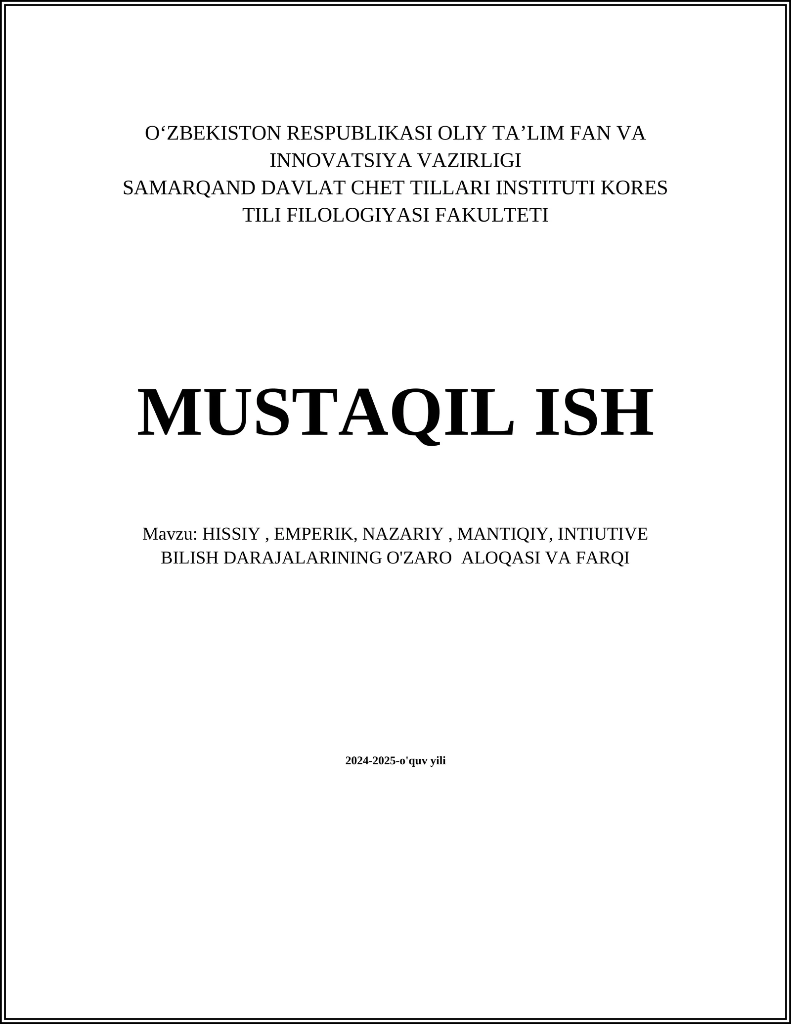 Hissiy Bilishning Mohiyati