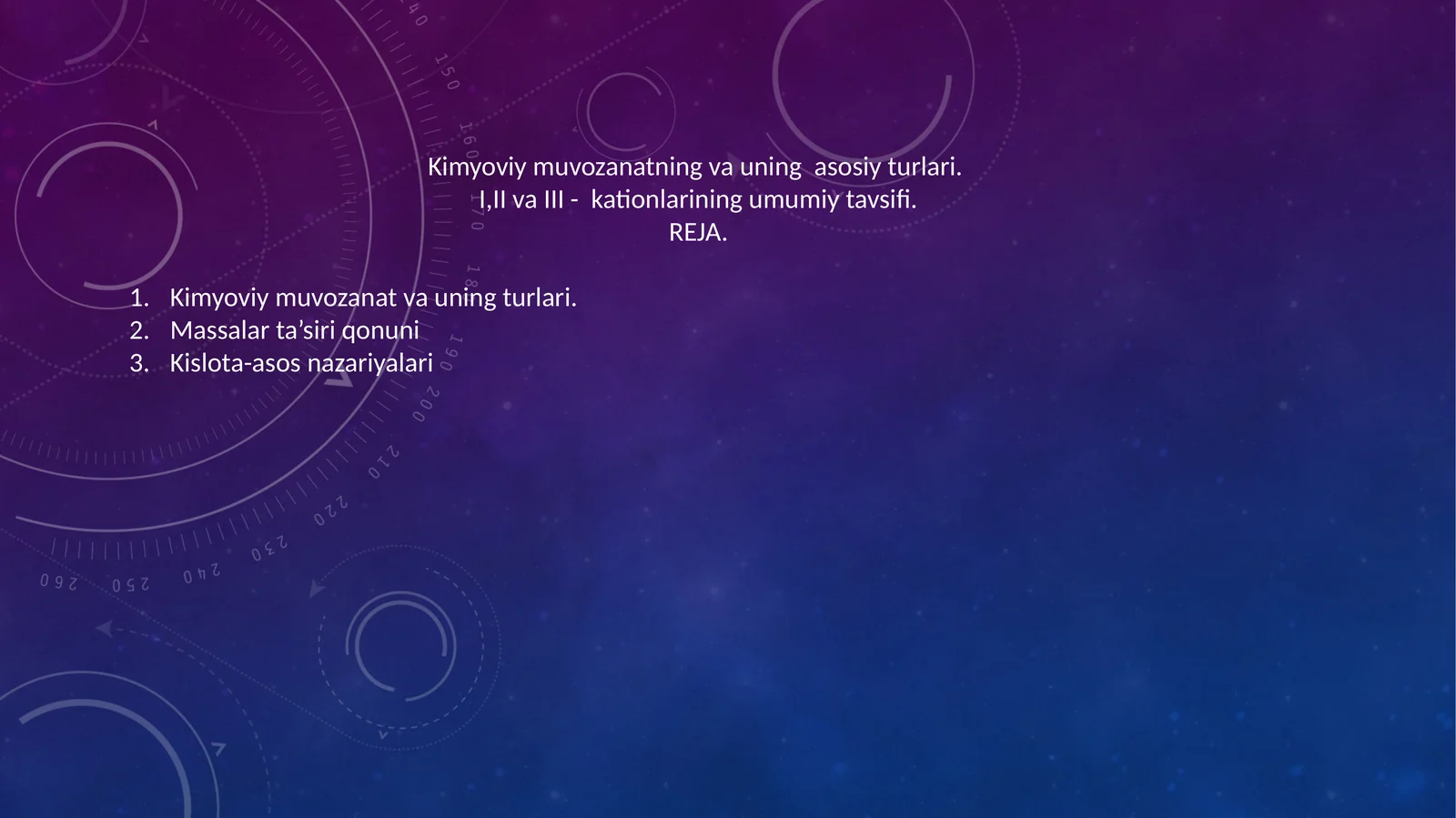 Kimyoviy muvozanatning va uning asosiy turlari
