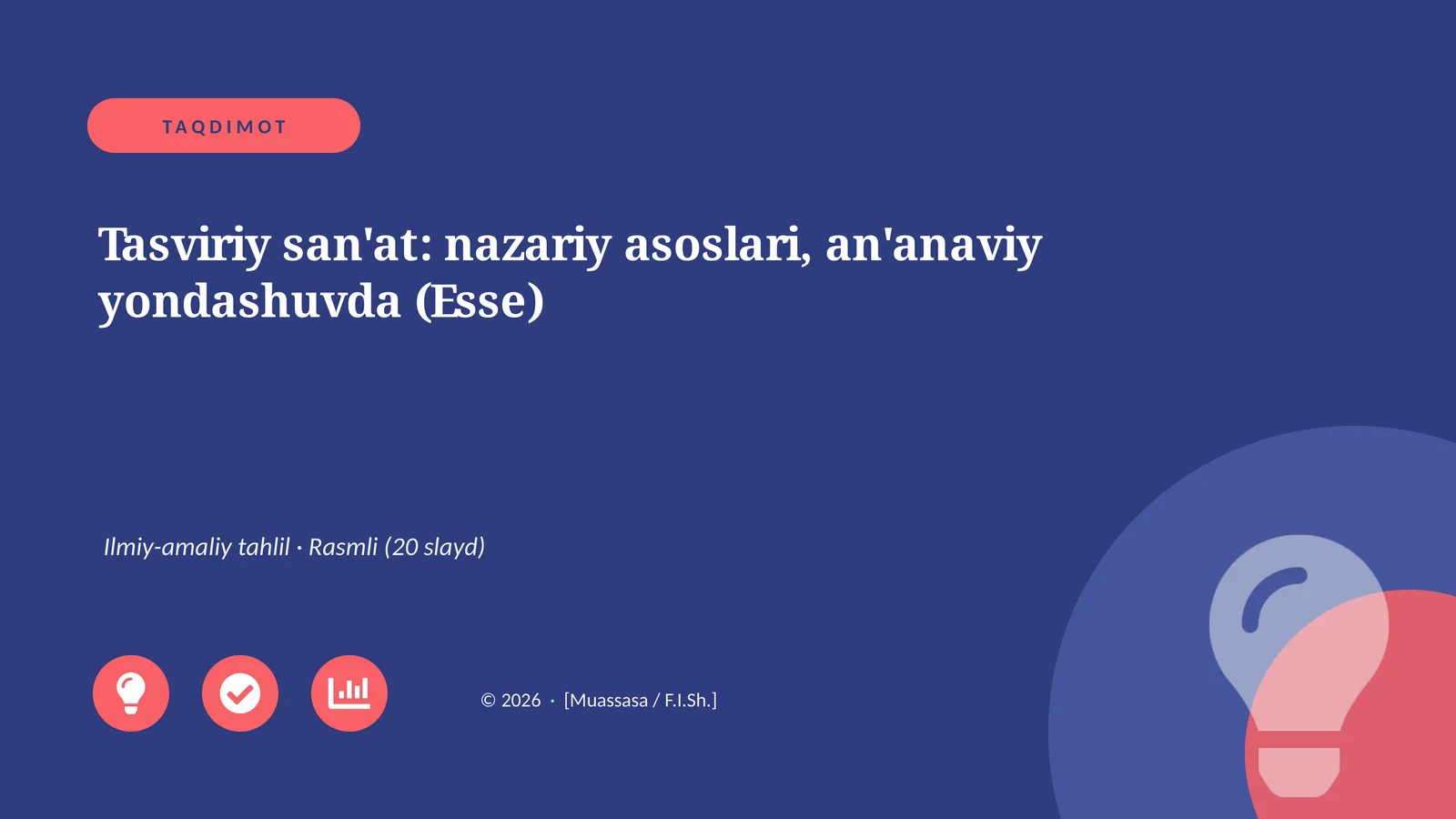 Tasviriy san'at: nazariy asoslari, an'anaviy yondashuvda (Esse)