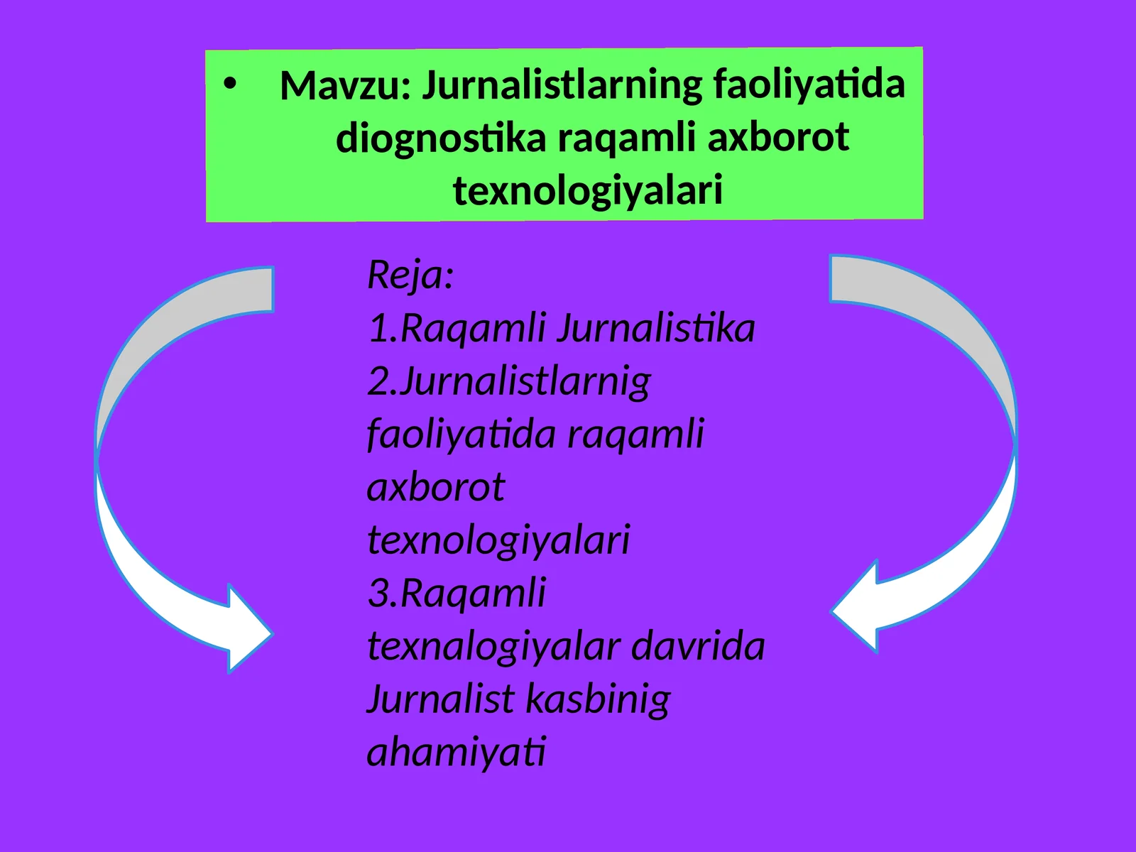 Jurnalistlarning faoliyatida diognostika raqamli axborot texnologiyalari