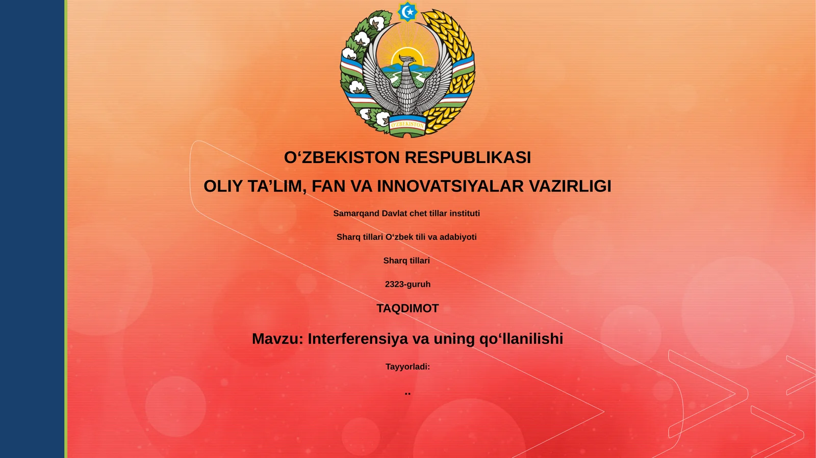 Interferentsiya va uning qoʻllanilishi