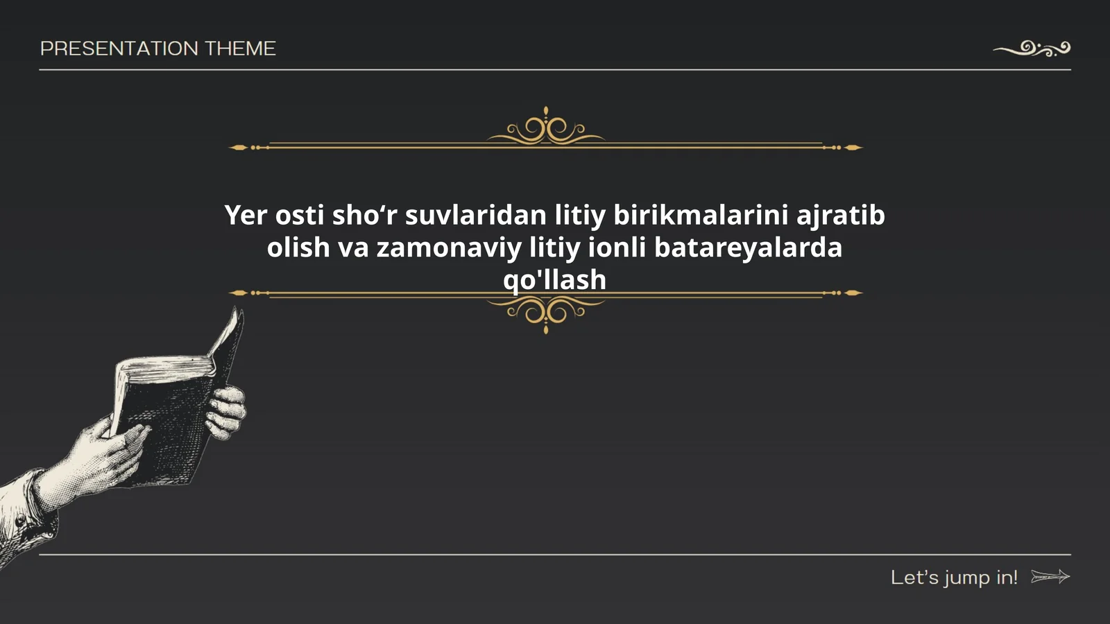 Yer osti shoʻr suvlaridan litiy birikmalarini ajratib olish va zamonaviy litiy ionli batareyalarda qo'llash