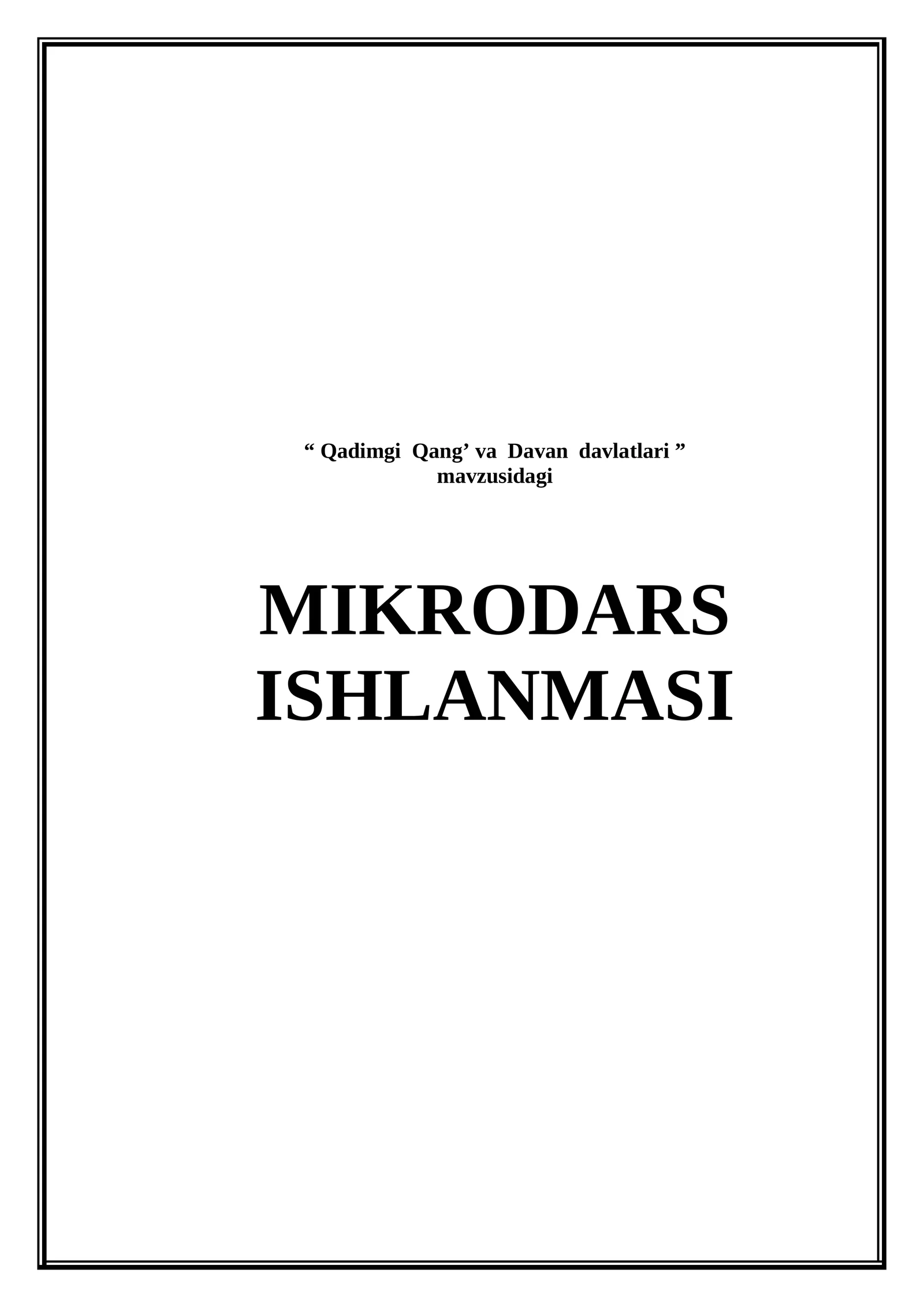 Qadimgi  Qang' va Davan davlatlari (Mikrodars ishlanma)