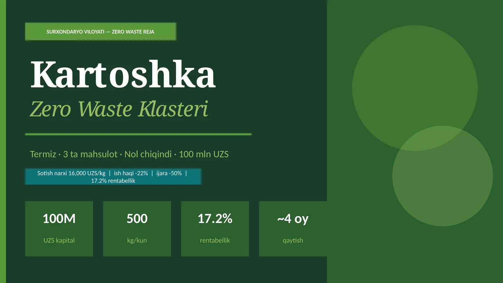 (100 millionlik loyiha ishi)  Kartoshka