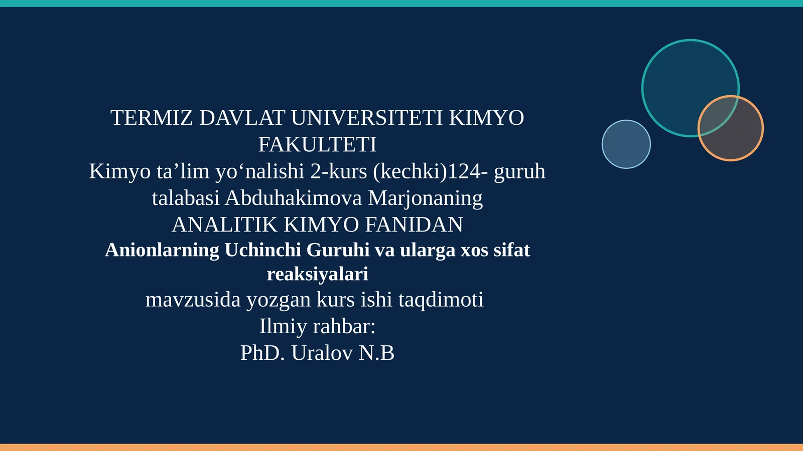 Analitik Kimyo Fanidan