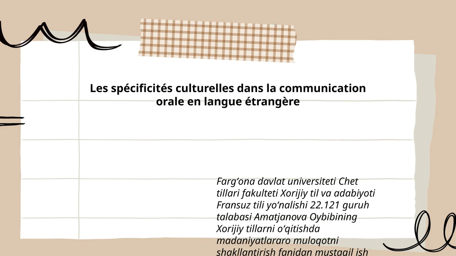 Les spécificités culturelles dans la communication orale en langue étrangère