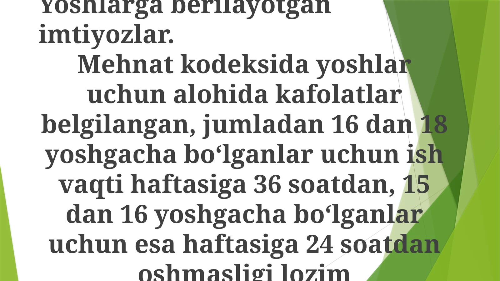 Yoshlargaberilayotganimtiyozlar