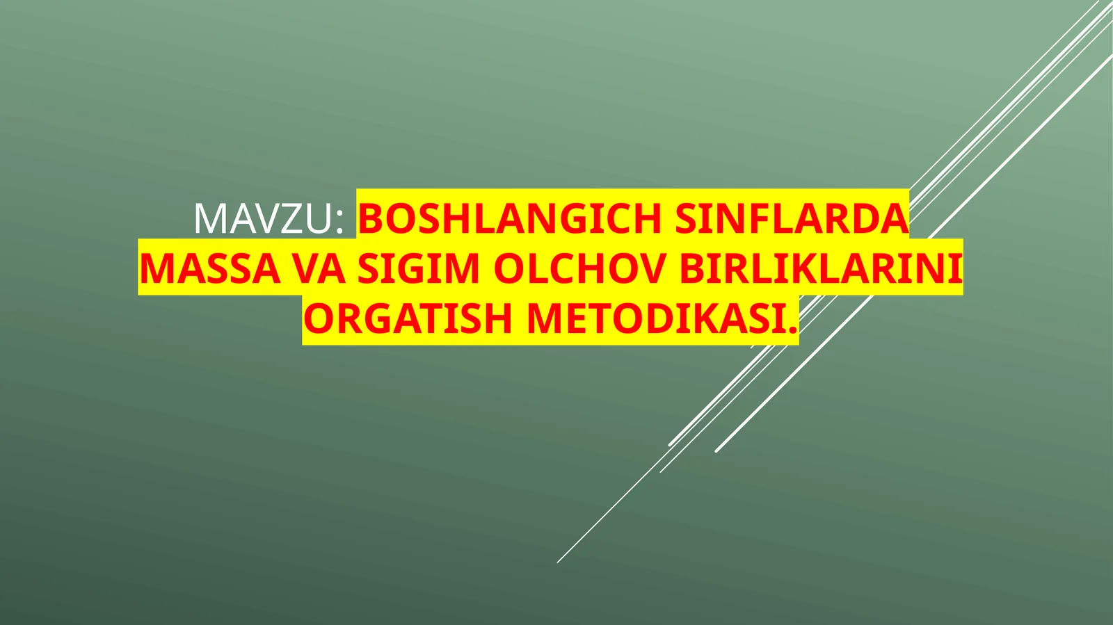 Boshlangich sinflardagi massavasigimolchov birliklarini orgatish metodi kasi