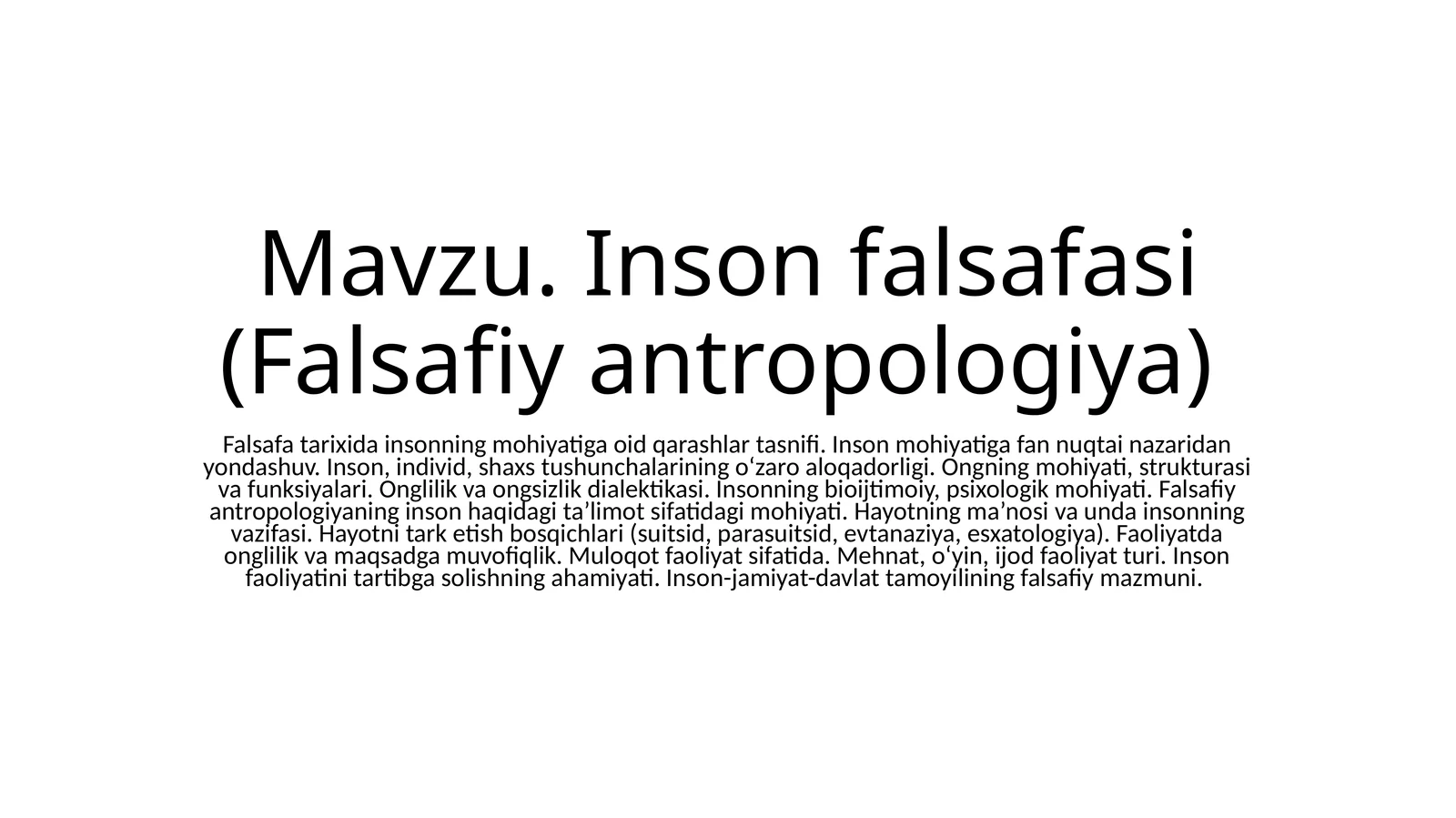Inson falsafasi(Falsafiyantropologiya)