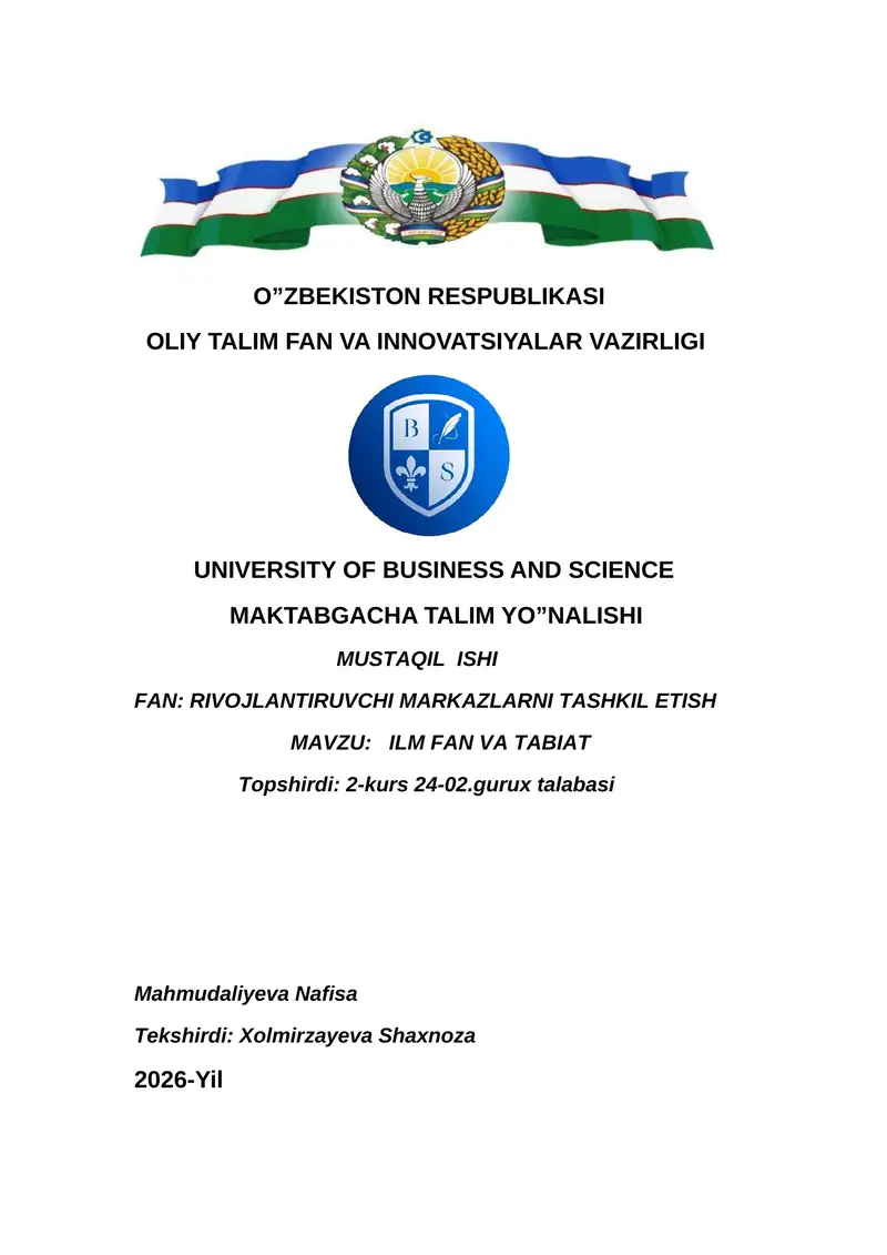 Rivojlantiruvchi Markazlarni Tashkil Etish