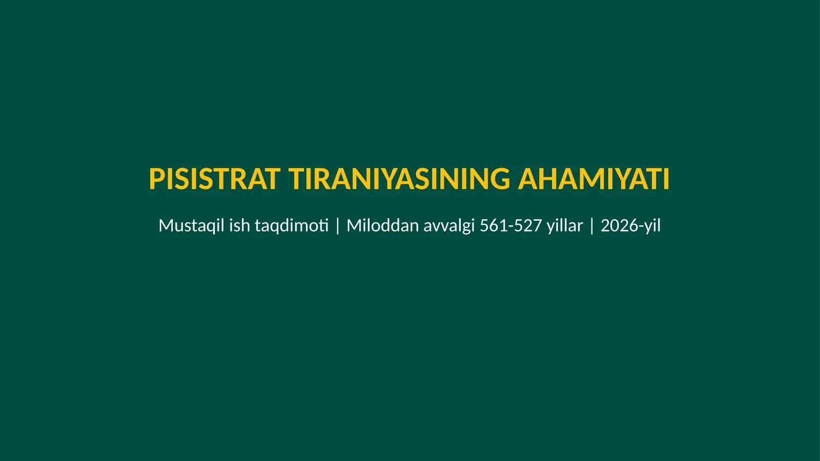 Pisistrat tiraniyasining ahamiyati