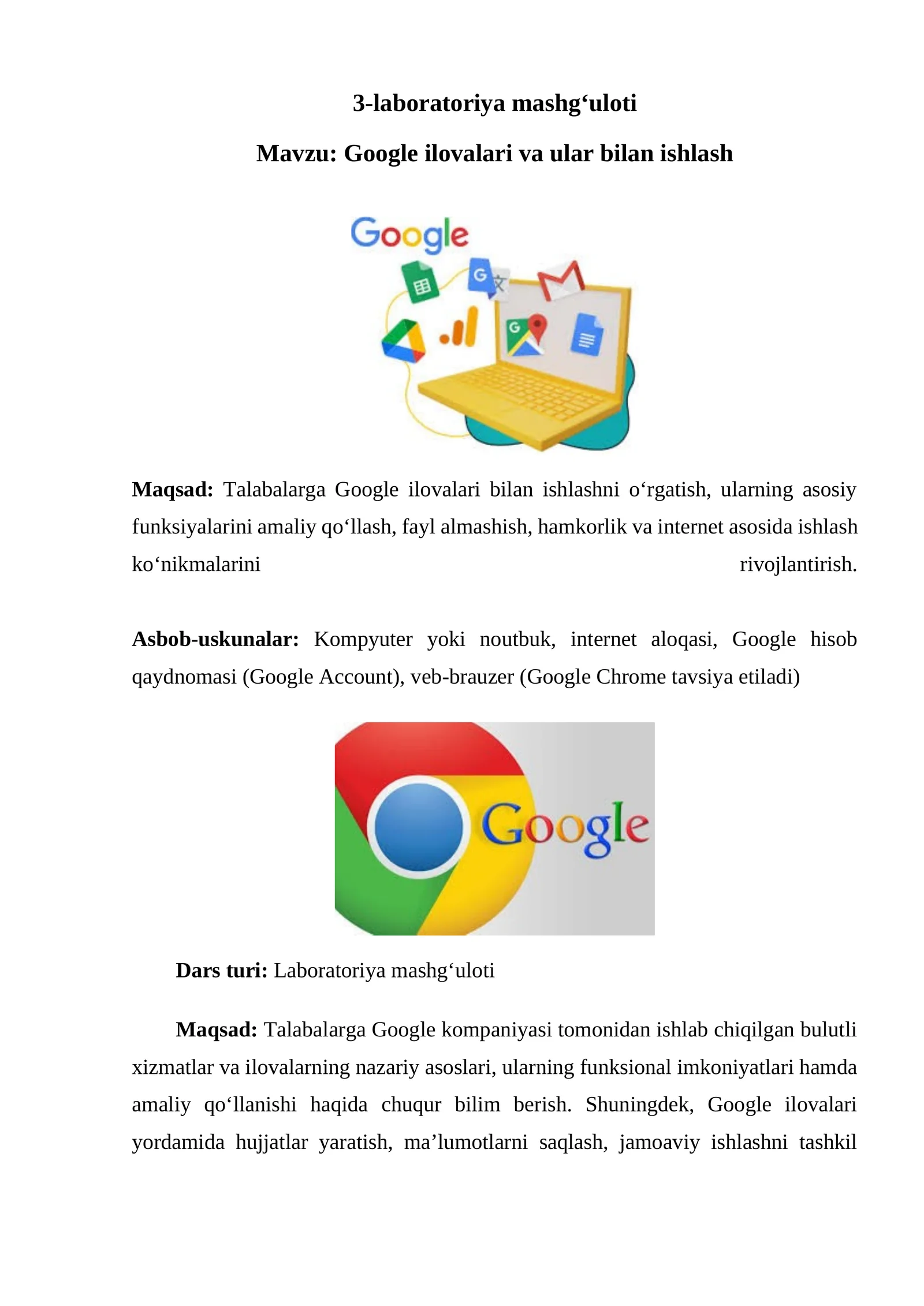 Google ilovalari va ular bilan ishlash