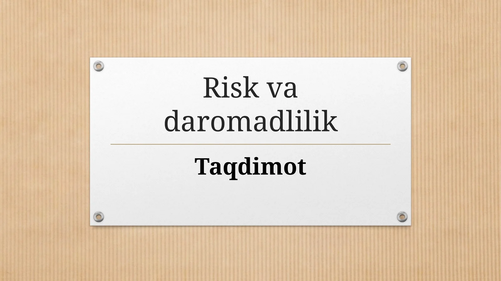 Risk va daromadlilik