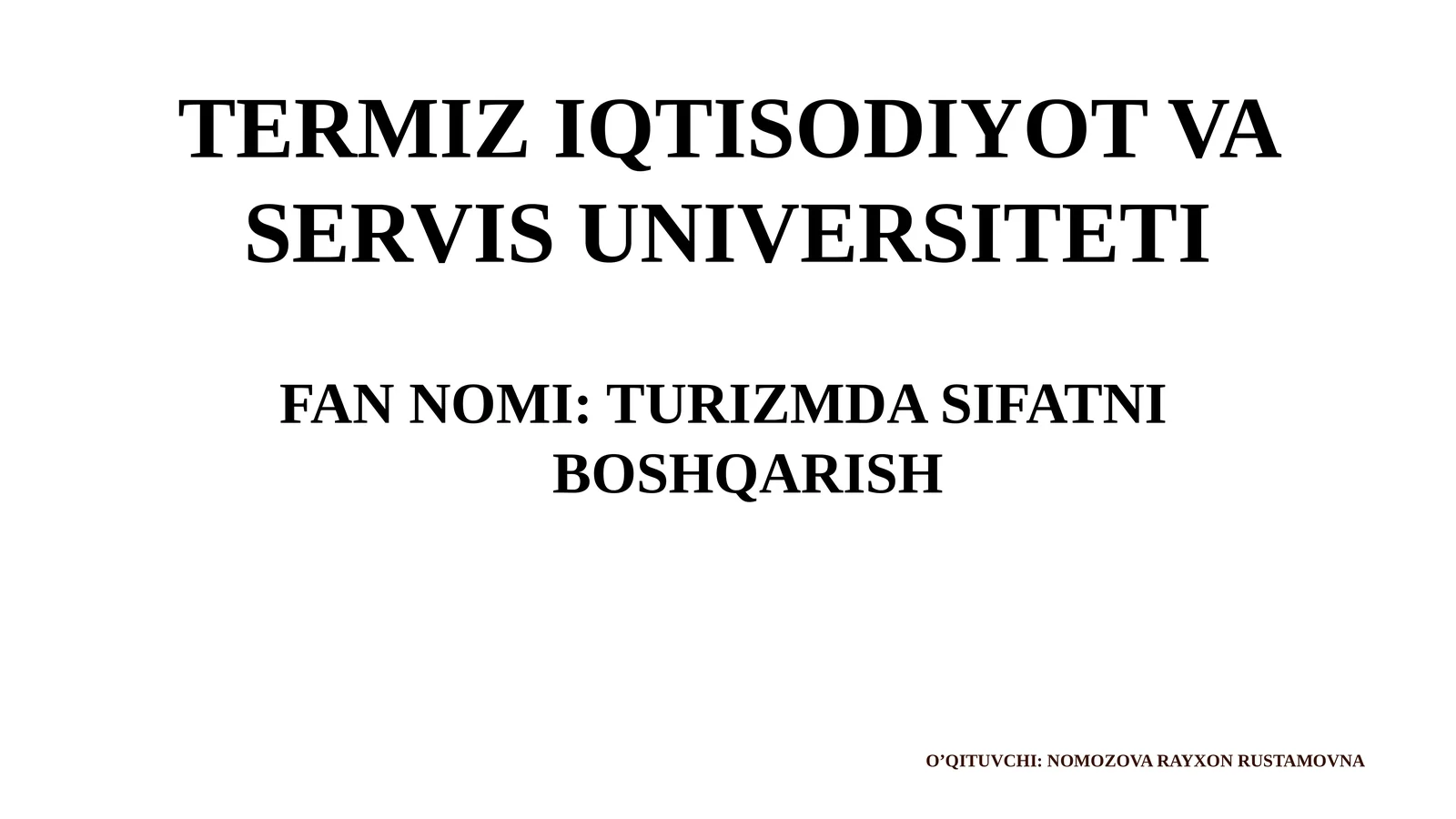 Turizmda sifat