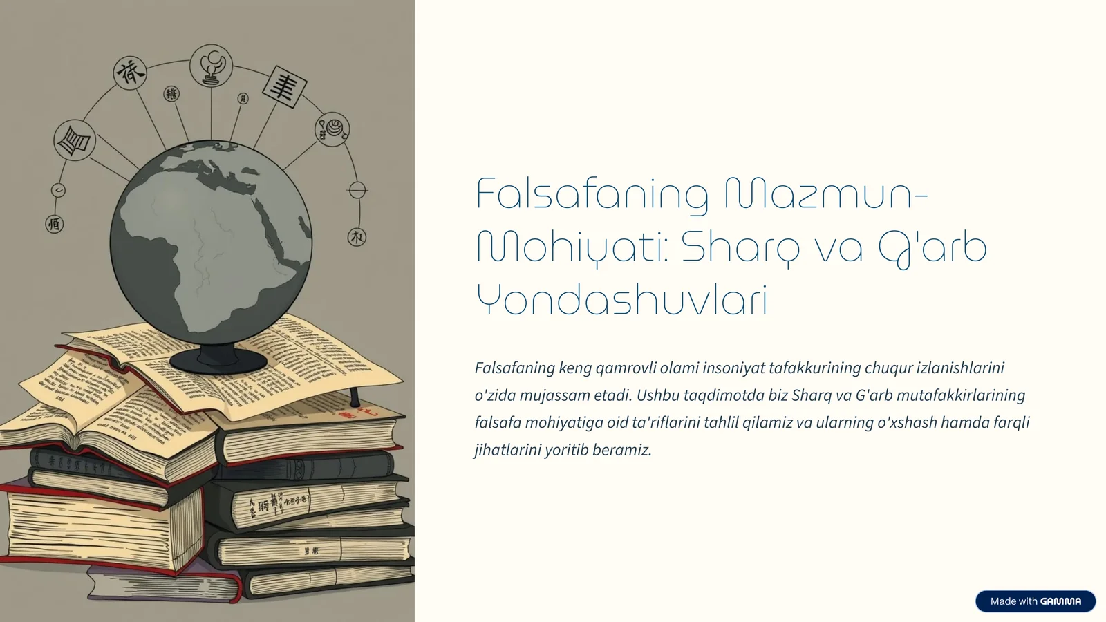 Falsafaning Mazmun-Mohiyati: Sharq va G'arb Yondashuvlari
