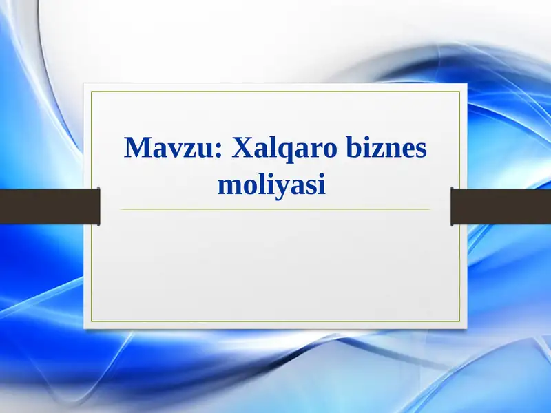 Xalqaro biznes moliyasi