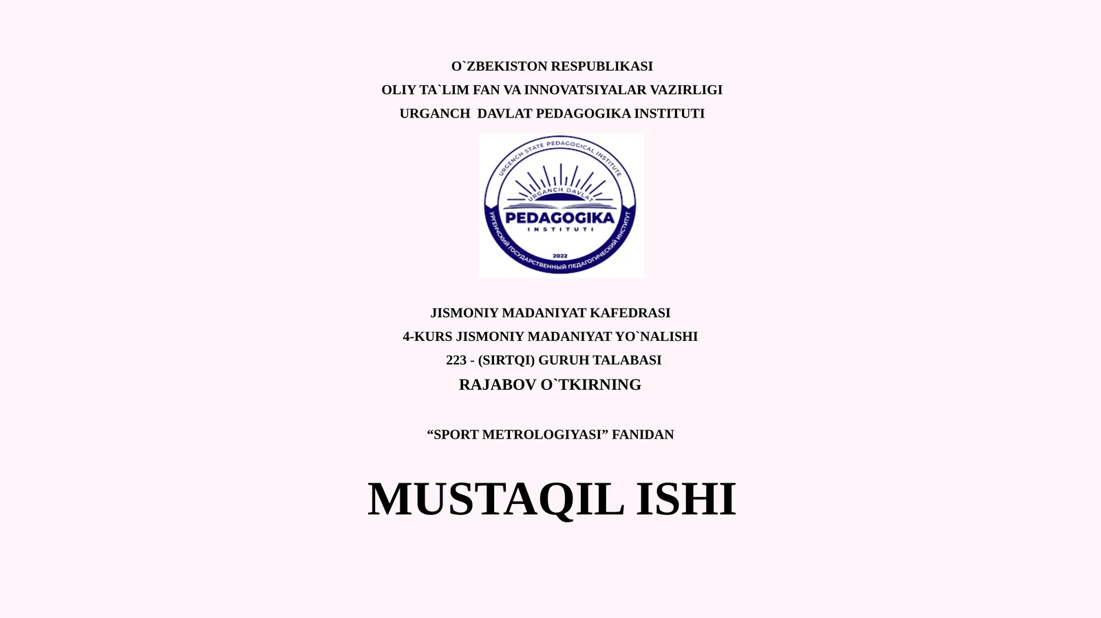 Sportchi texnikasining hajmi, har tomonlamaligi, effektivligi va oʻzlashtirilganligini nazorati