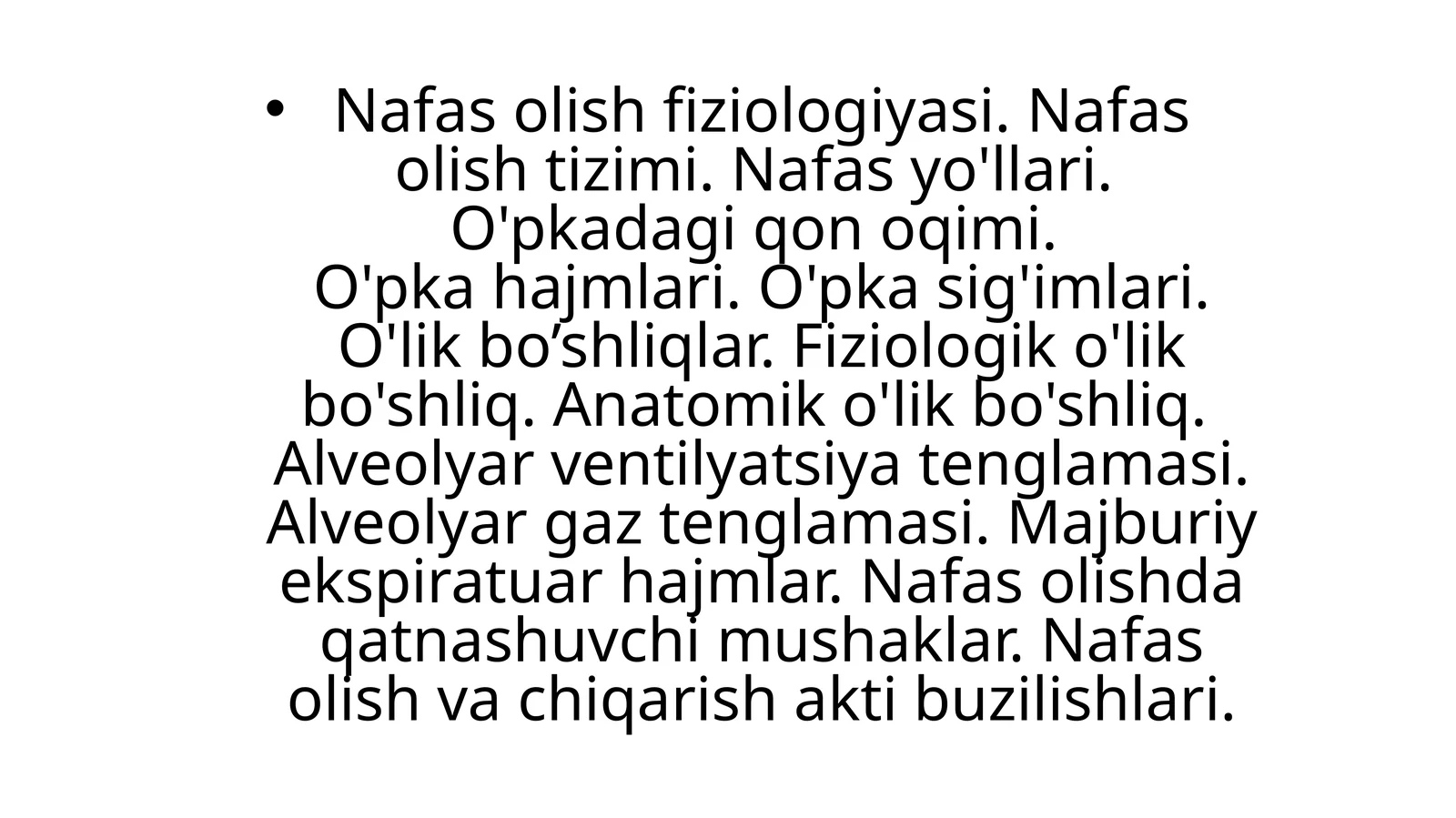 Nafasolish fiziologiyasi