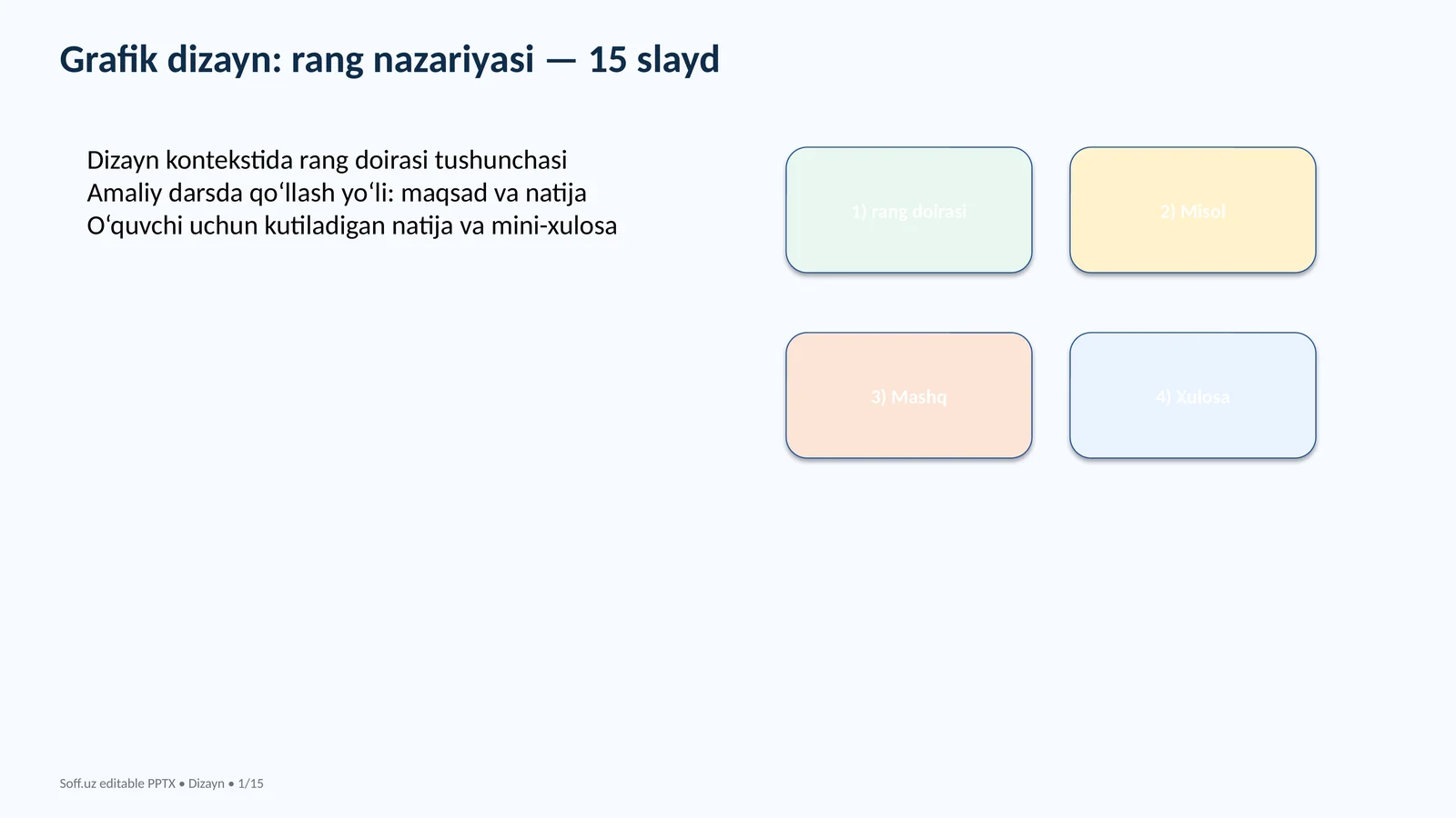 Grafik dizayn: rang nazariyasi — 15 slayd