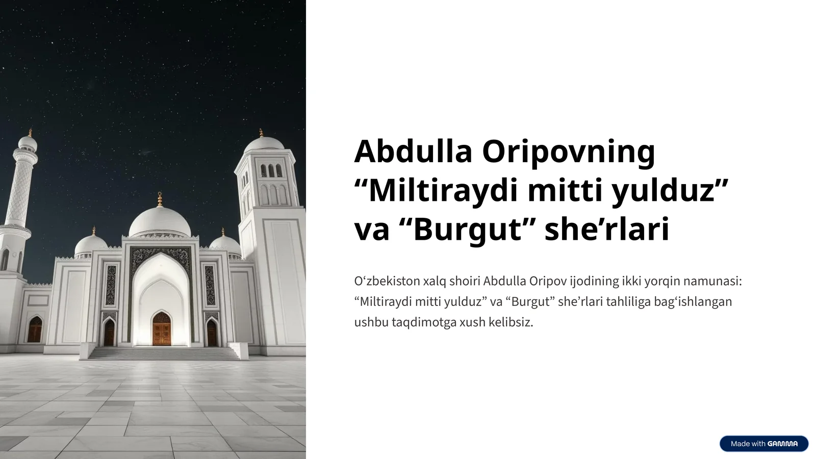 Abdulla Oripovning “Miltiraydi mitti yulduz” va “Burgut” she’rlari