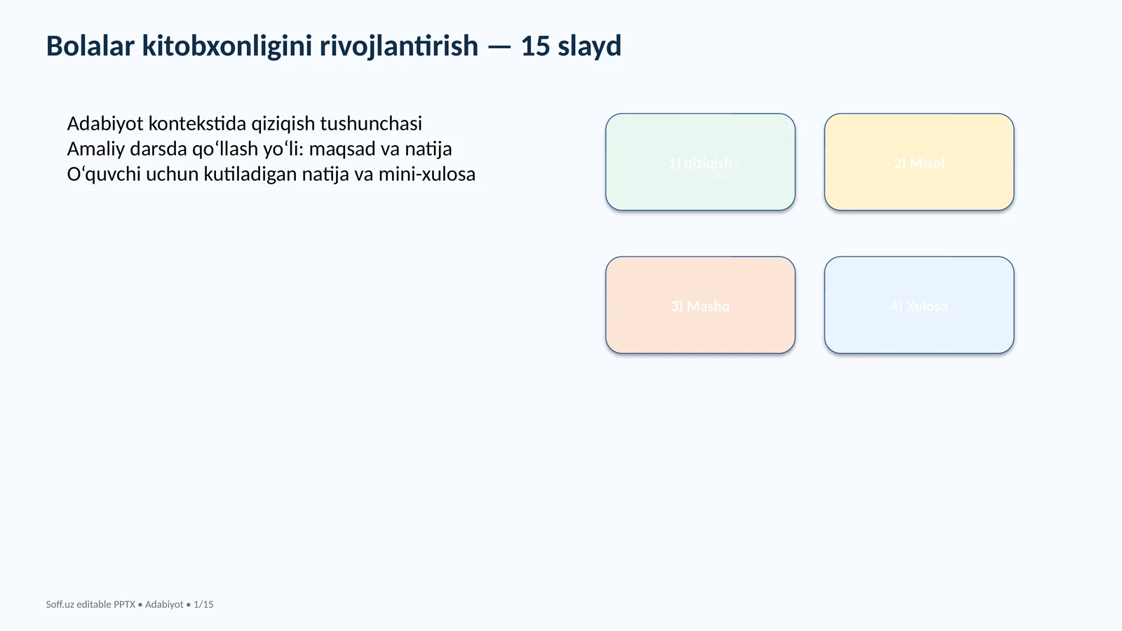 Bolalar kitobxonligini rivojlantirish — 15 slayd