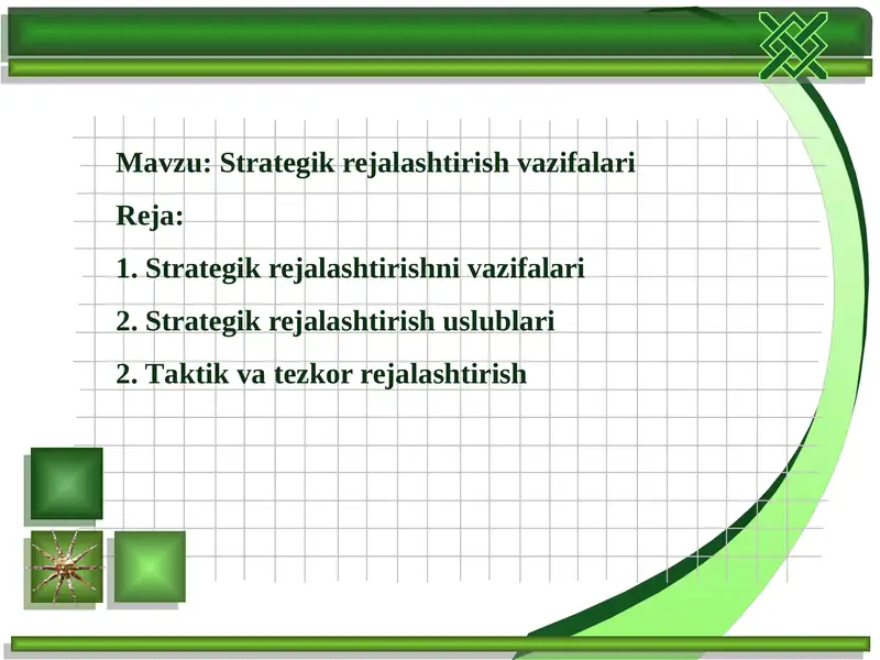 Strategik rejalashtirish vazifalari
