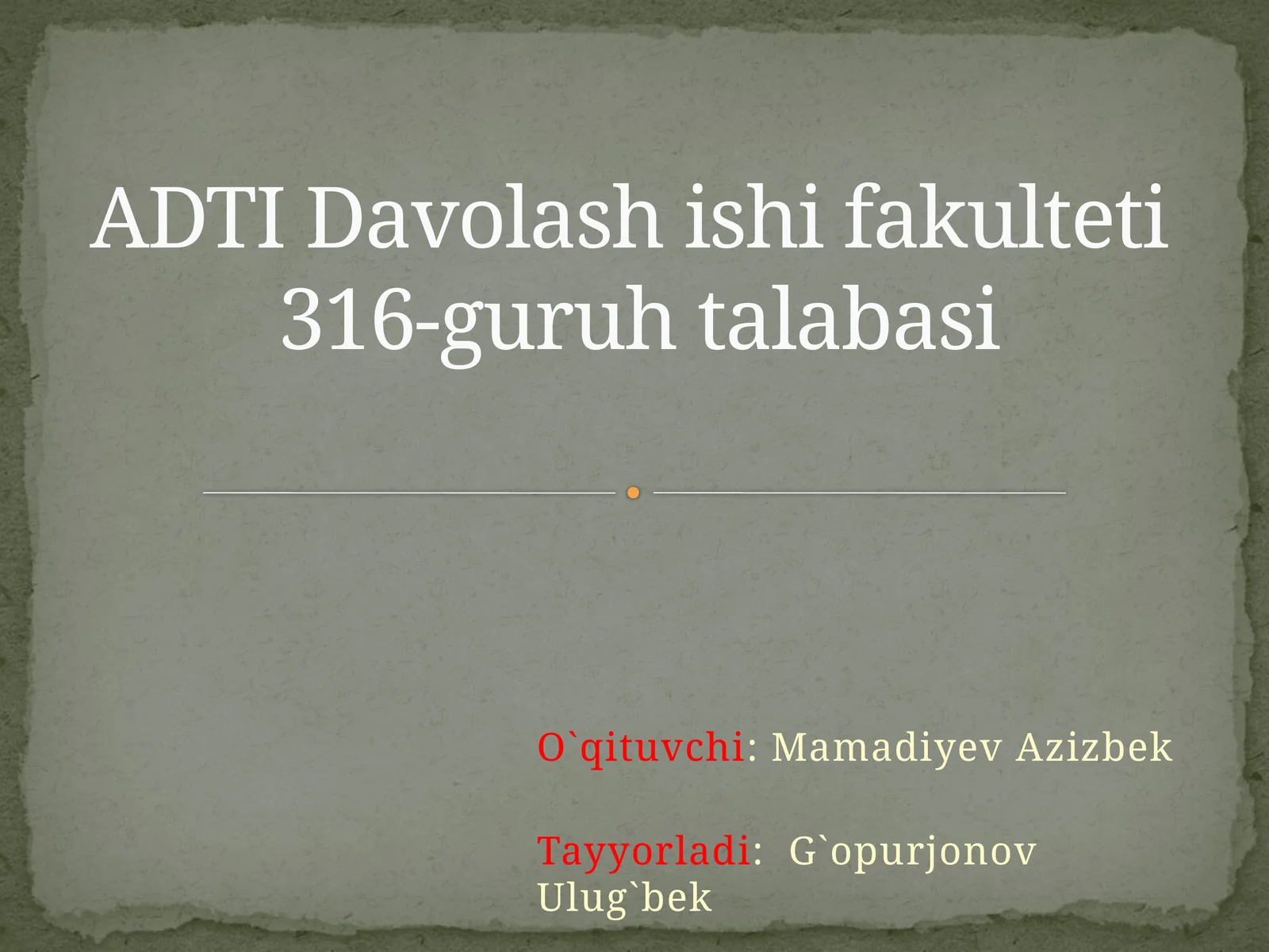 Operatsiyadan So'ngi Davr