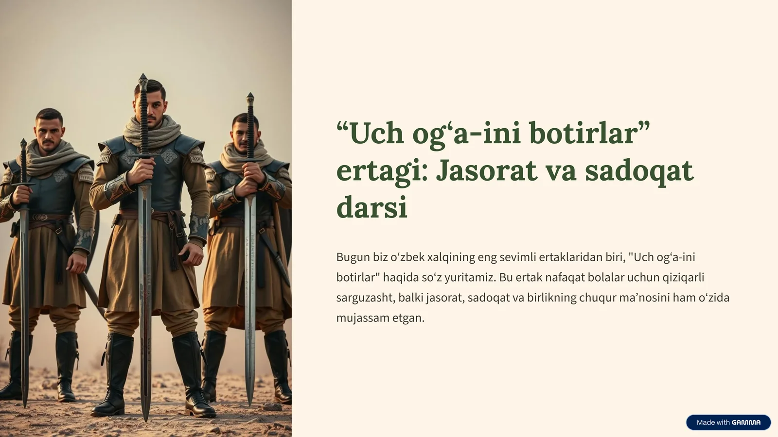 "Uch og‘a-ini botirlar" ertagi: Jasorat va sadoqat darsi